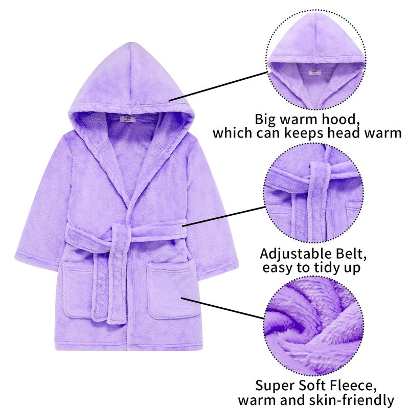 V.&GRIN Girls Fleece Robe, Plush Hooded Soft Fuzzy Warm Fluffy Bathrobe for Kids 5-14 Yearsï¼ˆLavender Purple 7-8 - Image 5